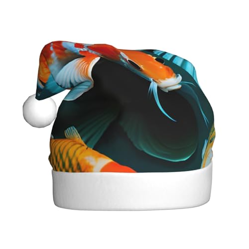 MUFLVDX Hd Japanischer Koi-Fisch-Druck, Weihnachtsmütze für Erwachsene, Weihnachtsmannmütze für Damen und Herren, für Weihnachten, Neujahr, Urlaub, Partyzubehör MUFLVDX Hd Japanischer Koi-Fisch-Druck, Weihnachtsmütze für Erwachsene, Weihnachtsmannmütze für Damen und Herren, für Weihnachten, Neujahr, Urlaub, Partyzubehör von MUFLVDX