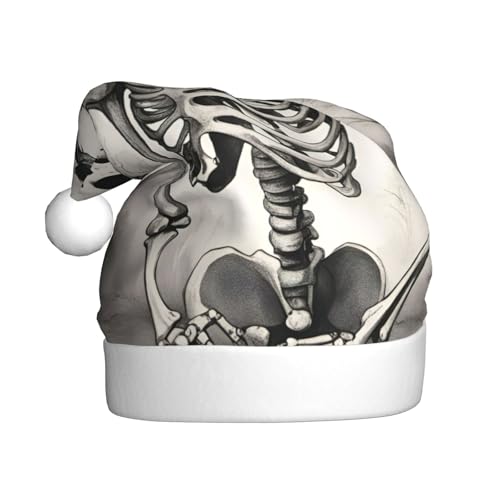 MUFLVDX Interessanter Skelett-Druck, Weihnachtsmütze für Erwachsene, Weihnachtsmannmütze für Damen und Herren, für Weihnachten, Neujahr, Urlaub, Partyzubehör MUFLVDX Interessanter Skelett-Druck, Weihnachtsmütze für Erwachsene, Weihnachtsmannmütze für Damen und Herren, für Weihnachten, Neujahr, Urlaub, Partyzubehör von MUFLVDX