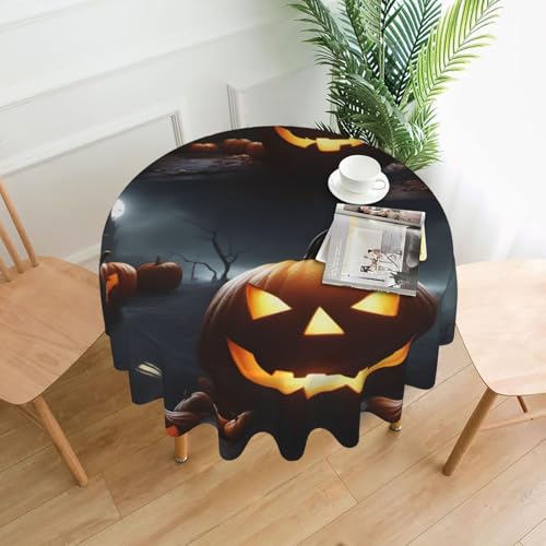 MUFLVDX Runde Tischdecke mit Halloween-Kürbis-Druck, für Innen- und Außenbereich, dekorativ und funktional MUFLVDX Runde Tischdecke mit Halloween-Kürbis-Druck, für Innen- und Außenbereich, dekorativ und funktional von MUFLVDX