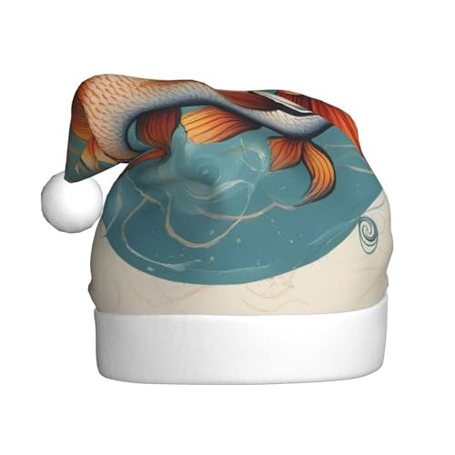 MUFLVDX Schöne Weihnachtsmütze mit Fischaufdruck, für Erwachsene, Weihnachtsmannmütze für Damen und Herren, für Weihnachten, Neujahr, Urlaub, Partyzubehör MUFLVDX Schöne Weihnachtsmütze mit Fischaufdruck, für Erwachsene, Weihnachtsmannmütze für Damen und Herren, für Weihnachten, Neujahr, Urlaub, Partyzubehör von MUFLVDX