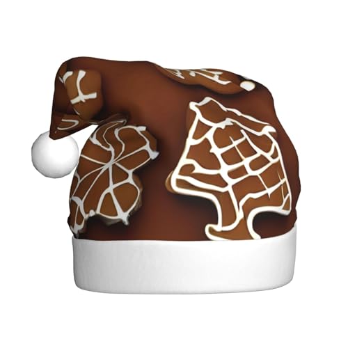 MUFLVDX Weihnachtshut mit Lebkuchenmuster für Erwachsene, Weihnachtsmann-Hut für Frauen und Männer, für Weihnachten, Neujahr, Partyzubehör MUFLVDX Weihnachtshut mit Lebkuchenmuster für Erwachsene, Weihnachtsmann-Hut für Frauen und Männer, für Weihnachten, Neujahr, Partyzubehör von MUFLVDX