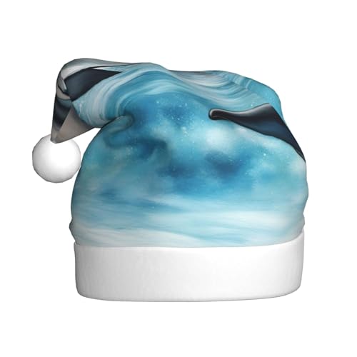 MUFLVDX Weihnachtsmütze für Erwachsene, Motiv: Ozean-Delfin, Weihnachtsmannmütze für Damen und Herren, für Weihnachten, Neujahr, Urlaub, Partyzubehör MUFLVDX Weihnachtsmütze für Erwachsene, Motiv: Ozean-Delfin, Weihnachtsmannmütze für Damen und Herren, für Weihnachten, Neujahr, Urlaub, Partyzubehör von MUFLVDX