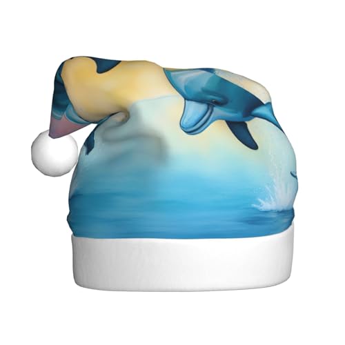 MUFLVDX Weihnachtsmütze mit Delfin-Motiv für Erwachsene, Weihnachtsmannmütze für Damen und Herren, für Weihnachten, Neujahr, Urlaub, Partyzubehör MUFLVDX Weihnachtsmütze mit Delfin-Motiv für Erwachsene, Weihnachtsmannmütze für Damen und Herren, für Weihnachten, Neujahr, Urlaub, Partyzubehör von MUFLVDX