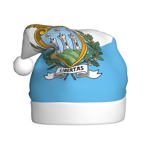 MUFLVDX Weihnachtsmütze mit Flagge von San Marino, für Erwachsene, Weihnachtsmannmütze für Damen und Herren, für Weihnachten, Neujahr, Urlaub, Partyzubehör MUFLVDX Weihnachtsmütze mit Flagge von San Marino, für Erwachsene, Weihnachtsmannmütze für Damen und Herren, für Weihnachten, Neujahr, Urlaub, Partyzubehör von MUFLVDX
