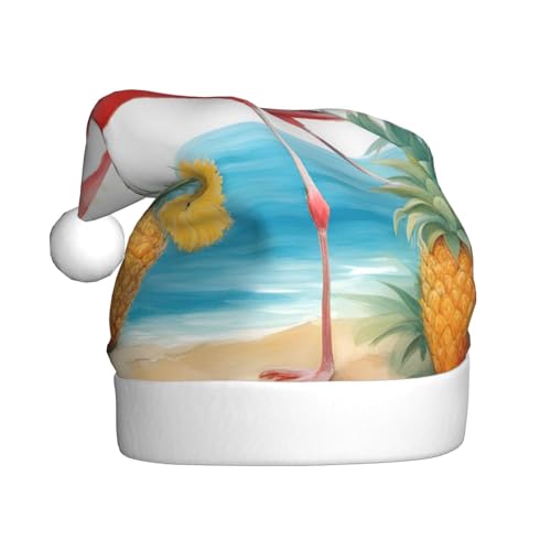 MUFLVDX Weihnachtsmütze mit Flamingo- und Ananas-Druck, für Erwachsene, Weihnachtsmannmütze für Damen und Herren, für Weihnachten, Neujahr, Urlaub, Partyzubehör MUFLVDX Weihnachtsmütze mit Flamingo- und Ananas-Druck, für Erwachsene, Weihnachtsmannmütze für Damen und Herren, für Weihnachten, Neujahr, Urlaub, Partyzubehör von MUFLVDX