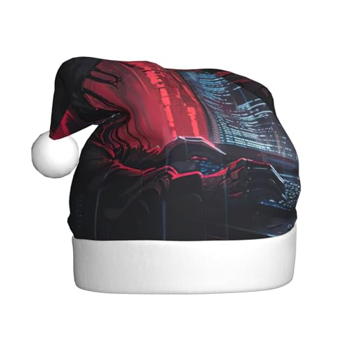 MUFLVDX Weihnachtsmütze mit Hacker-Angriffs-Aufdruck, Erwachsene, Weihnachtsmannmütze für Damen und Herren, für Weihnachten, Neujahr, Urlaub, Partyzubehör MUFLVDX Weihnachtsmütze mit Hacker-Angriffs-Aufdruck, Erwachsene, Weihnachtsmannmütze für Damen und Herren, für Weihnachten, Neujahr, Urlaub, Partyzubehör von MUFLVDX