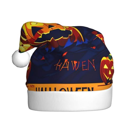 MUFLVDX Weihnachtsmütze mit Halloween-Kürbis-Druck, für Erwachsene, Weihnachtsmannmütze für Damen und Herren, für Weihnachten, Neujahr, Urlaub, Partyzubehör MUFLVDX Weihnachtsmütze mit Halloween-Kürbis-Druck, für Erwachsene, Weihnachtsmannmütze für Damen und Herren, für Weihnachten, Neujahr, Urlaub, Partyzubehör von MUFLVDX
