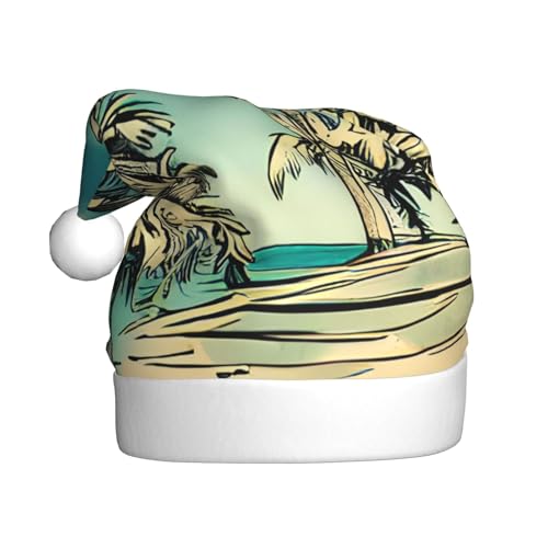 MUFLVDX Weihnachtsmütze mit Hawaii-Druck, für Erwachsene, Weihnachtsmannmütze für Damen und Herren, für Weihnachten, Neujahr, Urlaub, Partyzubehör MUFLVDX Weihnachtsmütze mit Hawaii-Druck, für Erwachsene, Weihnachtsmannmütze für Damen und Herren, für Weihnachten, Neujahr, Urlaub, Partyzubehör von MUFLVDX