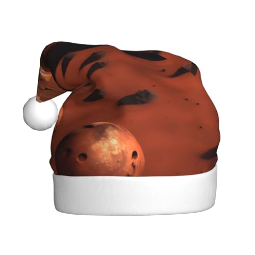 MUFLVDX Weihnachtsmütze mit Mars-Planeten-Druck, für Erwachsene, Weihnachtsmannmütze für Damen und Herren, für Weihnachten, Neujahr, Urlaub, Partyzubehör MUFLVDX Weihnachtsmütze mit Mars-Planeten-Druck, für Erwachsene, Weihnachtsmannmütze für Damen und Herren, für Weihnachten, Neujahr, Urlaub, Partyzubehör von MUFLVDX