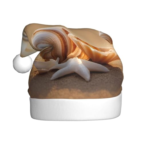 MUFLVDX Weihnachtsmütze mit Muschellandschaft am Strand, für Erwachsene, Weihnachtsmannmütze für Damen und Herren, für Weihnachten, Neujahr, Urlaub, Partyzubehör MUFLVDX Weihnachtsmütze mit Muschellandschaft am Strand, für Erwachsene, Weihnachtsmannmütze für Damen und Herren, für Weihnachten, Neujahr, Urlaub, Partyzubehör von MUFLVDX