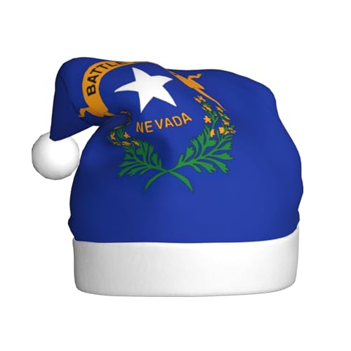 MUFLVDX Weihnachtsmütze mit Nevada-Flagge für Erwachsene, Weihnachtsmannmütze für Damen und Herren, für Weihnachten, Neujahr, Urlaub, Partyzubehör MUFLVDX Weihnachtsmütze mit Nevada-Flagge für Erwachsene, Weihnachtsmannmütze für Damen und Herren, für Weihnachten, Neujahr, Urlaub, Partyzubehör von MUFLVDX