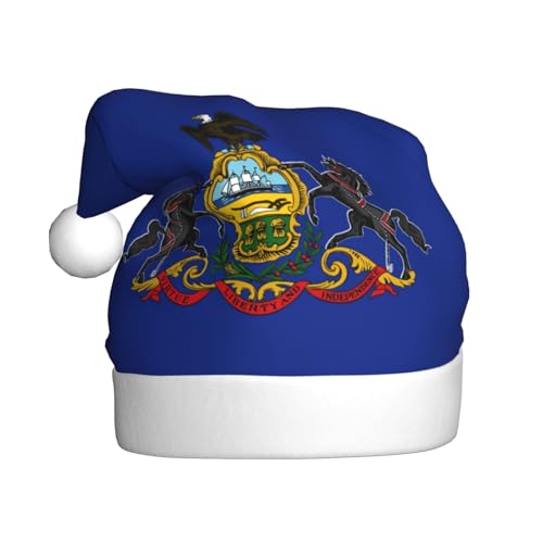MUFLVDX Weihnachtsmütze mit Pennsylvania-Staatsflagge, für Erwachsene, Weihnachtsmannmütze für Damen und Herren, für Weihnachten, Neujahr, Urlaub, Partyzubehör MUFLVDX Weihnachtsmütze mit Pennsylvania-Staatsflagge, für Erwachsene, Weihnachtsmannmütze für Damen und Herren, für Weihnachten, Neujahr, Urlaub, Partyzubehör von MUFLVDX