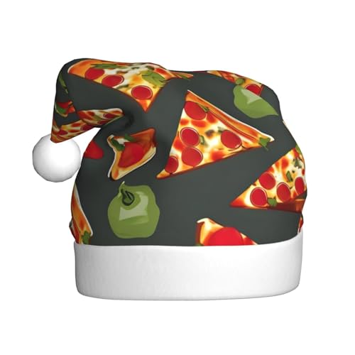 MUFLVDX Weihnachtsmütze mit Pizza-Muster, für Erwachsene, Nikolausmütze für Damen und Herren, für Weihnachten, Neujahr, Urlaub, Partyzubehör MUFLVDX Weihnachtsmütze mit Pizza-Muster, für Erwachsene, Nikolausmütze für Damen und Herren, für Weihnachten, Neujahr, Urlaub, Partyzubehör von MUFLVDX