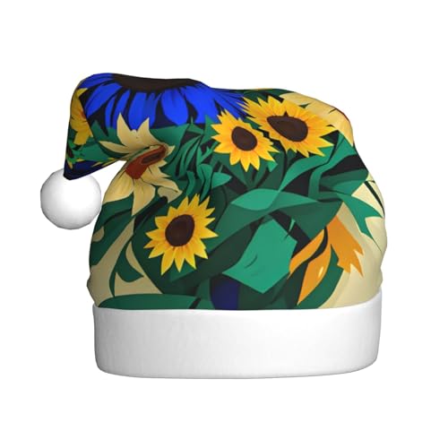 MUFLVDX Weihnachtsmütze mit Sonnenblumenmuster, Erwachsene, Weihnachtsmannmütze für Damen und Herren, für Weihnachten, Neujahr, Urlaub, Partyzubehör MUFLVDX Weihnachtsmütze mit Sonnenblumenmuster, Erwachsene, Weihnachtsmannmütze für Damen und Herren, für Weihnachten, Neujahr, Urlaub, Partyzubehör von MUFLVDX