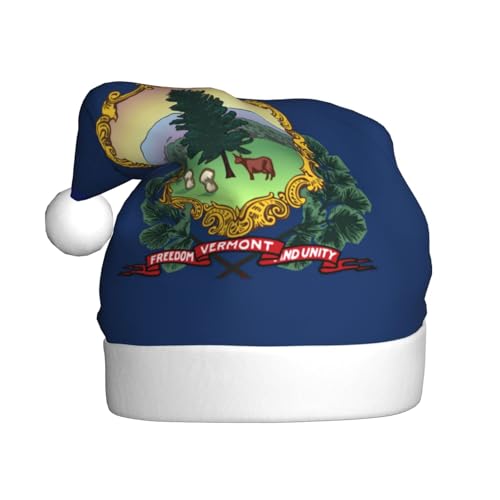 MUFLVDX Weihnachtsmütze mit Vermont Staatsflagge, Erwachsene, Weihnachtsmannmütze für Damen und Herren, für Weihnachten, Neujahr, Urlaub, Partyzubehör MUFLVDX Weihnachtsmütze mit Vermont Staatsflagge, Erwachsene, Weihnachtsmannmütze für Damen und Herren, für Weihnachten, Neujahr, Urlaub, Partyzubehör von MUFLVDX
