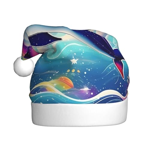 MUFLVDX Weihnachtsmütze mit buntem Sternenhimmel, Ozean, Delfin-Druck, für Erwachsene, Weihnachtsmannmütze für Damen und Herren, für Weihnachten, Neujahr, Urlaub, Partyzubehör MUFLVDX Weihnachtsmütze mit buntem Sternenhimmel, Ozean, Delfin-Druck, für Erwachsene, Weihnachtsmannmütze für Damen und Herren, für Weihnachten, Neujahr, Urlaub, Partyzubehör von MUFLVDX