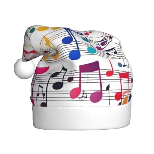 MUFLVDX Weihnachtsmütze mit bunten Musiknoten für Erwachsene, Weihnachtsmannmütze für Damen und Herren, für Weihnachten, Neujahr, Urlaub, Partyzubehör MUFLVDX Weihnachtsmütze mit bunten Musiknoten für Erwachsene, Weihnachtsmannmütze für Damen und Herren, für Weihnachten, Neujahr, Urlaub, Partyzubehör von MUFLVDX