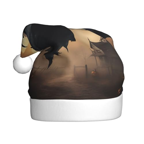 MUFLVDX Weihnachtsmütze mit fliegendem Halloween-Hexen-Druck, für Erwachsene, Weihnachtsmannmütze für Damen und Herren, für Weihnachten, Neujahr, Urlaub, Partyzubehör MUFLVDX Weihnachtsmütze mit fliegendem Halloween-Hexen-Druck, für Erwachsene, Weihnachtsmannmütze für Damen und Herren, für Weihnachten, Neujahr, Urlaub, Partyzubehör von MUFLVDX