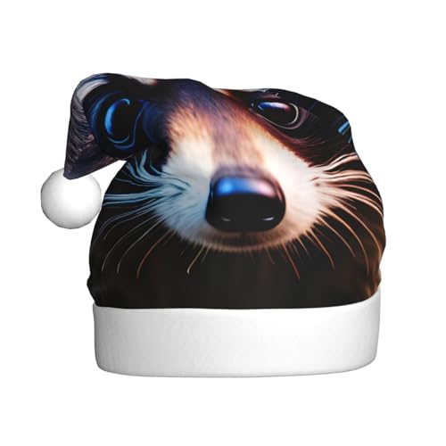 MUFLVDX Weihnachtsmütze mit kleinem Waschbär-Gesicht, Erwachsene, Weihnachtsmannmütze für Damen und Herren, für Weihnachten, Neujahr, Urlaub, Partyzubehör MUFLVDX Weihnachtsmütze mit kleinem Waschbär-Gesicht, Erwachsene, Weihnachtsmannmütze für Damen und Herren, für Weihnachten, Neujahr, Urlaub, Partyzubehör von MUFLVDX