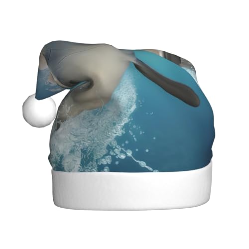 MUFLVDX Weihnachtsmütze mit lustigem Delfin-Druck, für Erwachsene, Weihnachtsmannmütze für Damen und Herren, für Weihnachten, Neujahr, Urlaub, Partyzubehör MUFLVDX Weihnachtsmütze mit lustigem Delfin-Druck, für Erwachsene, Weihnachtsmannmütze für Damen und Herren, für Weihnachten, Neujahr, Urlaub, Partyzubehör von MUFLVDX