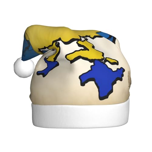 MUFLVDX Weihnachtsmütze mit topografischem Kartendruck, für Erwachsene, Weihnachtsmannmütze für Damen und Herren, für Weihnachten, Neujahr, Urlaub, Partyzubehör MUFLVDX Weihnachtsmütze mit topografischem Kartendruck, für Erwachsene, Weihnachtsmannmütze für Damen und Herren, für Weihnachten, Neujahr, Urlaub, Partyzubehör von MUFLVDX