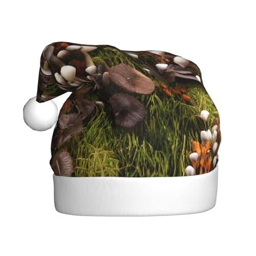 MUFLVDX Weihnachtsmütze mit wildem Pilz-Druck, für Erwachsene, Weihnachtsmannmütze für Damen und Herren, für Weihnachten, Neujahr, Urlaub, Partyzubehör MUFLVDX Weihnachtsmütze mit wildem Pilz-Druck, für Erwachsene, Weihnachtsmannmütze für Damen und Herren, für Weihnachten, Neujahr, Urlaub, Partyzubehör von MUFLVDX