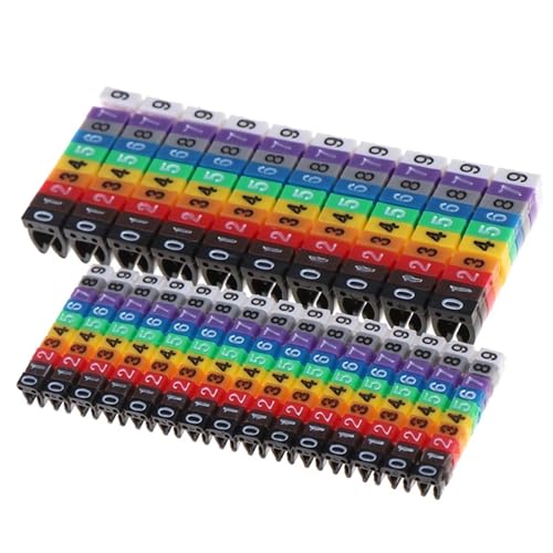 Netzwerkkabelmarker, Kabelmarker, bunt, C-Typ-Marker, Nummernschild, Etikett für 2–3 mm Draht (1,5 mm) (2,5 mm), 150 Stück von MUIDSEN
