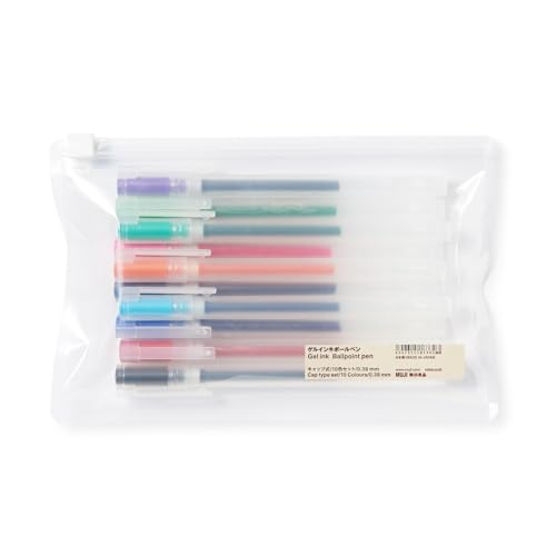 MUJI 無印良品 Farbige Gel-Tinten-Kugelschreiber, 0,38 mm Spitze, 10 Stück mit Kappen MUJI 無印良品 Farbige Gel-Tinten-Kugelschreiber, 0,38 mm Spitze, 10 Stück mit Kappen von MUJI 無印良品