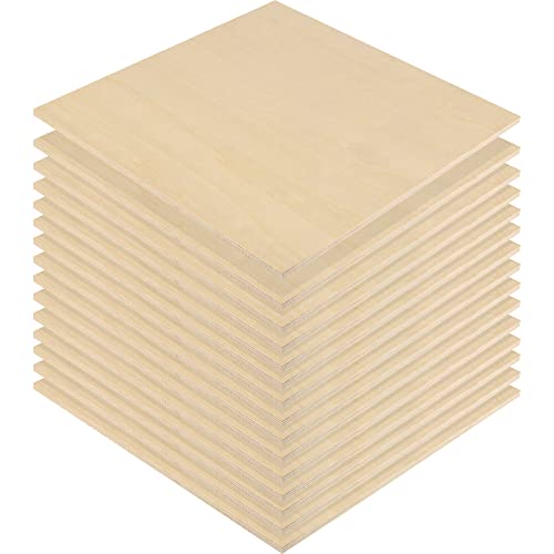 MUKCHAP 15 Stück Quadratische Sperrholzplatten 254 x 254 x 6 mm, Unlackierte Holzplatten, Lindenholzplatte für Bastelarbeiten, Zeichnungen von MUKCHAP