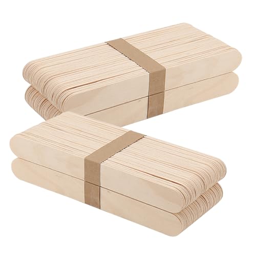 MUKCHAP 400 Stück Holzspachtel zum Basteln 200 x 25 x 1,6 mm, Jumbo Popsicle Sticks, Eisstiele Holz, Eisstäbchen Holz für DIY, Handwerk, Pflanzenetiketten von MUKCHAP