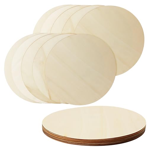 MUKCHAP 20 Stück 30 cm unlackierte runde Holzkreise, Rohlinge rund Sperrholz, dünne Holzscheiben für Handwerk, Ornamente, DIY-Projekt, Natual von MUKCHAP