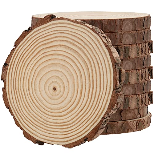 MUKLEI 10 Stück 18–20 cm Holzscheiben, Natürliche Holz Log Scheiben, unlackierte Holzkreise, Holzscheiben zum Basteln, Kunst, Weihnachtsschmuck, Hochzeitsdekoration, Holzuntersetzer MUKLEI 10 Stück 18–20 cm Holzscheiben, Natürliche Holz Log Scheiben, unlackierte Holzkreise, Holzscheiben zum Basteln, Kunst, Weihnachtsschmuck, Hochzeitsdekoration, Holzuntersetzer von MUKLEI