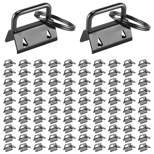 MUKLEI 100 Stück 2,5 cm Schlüsselanhänger-Hardware, schwarze Schlüsselanhänger mit Ringen, Schlüsselanhänger für Gurtband, Stoffumreifung MUKLEI 100 Stück 2,5 cm Schlüsselanhänger-Hardware, schwarze Schlüsselanhänger mit Ringen, Schlüsselanhänger für Gurtband, Stoffumreifung von MUKLEI