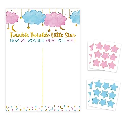 MULAIDI Gender Reveal Party Dekorationen Baby Geschlecht Enthüllung Spiel Abstimmung Poster mit Aufklebern Junge Mädchen für Familie Freund Babyparty Partyzubehör von MULAIDI