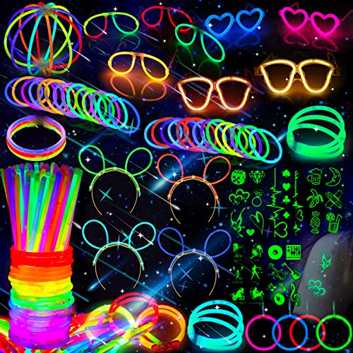 MULEVIP Knicklichter Party Set 272 Stück Glow Sticks Leuchtstäbe Knicklichter,Neon Party Leuchtarmbänder Knicklichter Hochzeit Leuchtspielzeug für Party Deko Knicklichter Kinder,für Dunkle Party von MULEVIP