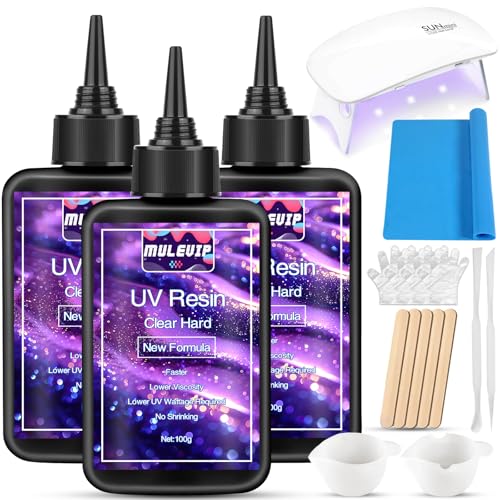 MULEVIP UV Resin Set mit UV Lampe,UV Harz,Resin UV 300g Kristallklares UV Harz Set,UV Harz Klar für Schmuck,Basteldekoration,DIY Handwerk und Mischzubehör für die DIY Schmuckherstellung MULEVIP UV Resin Set mit UV Lampe,UV Harz,Resin UV 300g Kristallklares UV Harz Set,UV Harz Klar für Schmuck,Basteldekoration,DIY Handwerk und Mischzubehör für die DIY Schmuckherstellung von MULEVIP