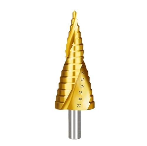 1/3 Stück Bohrer 4–32 mm Titanbeschichtete Pagodenform Stufenkernbohrer HSS Sechskantschaft Lochsägenschneider Kegelbohrer Bohrwerkzeug(6 - Spiral 4-32mm) von MULONGOR