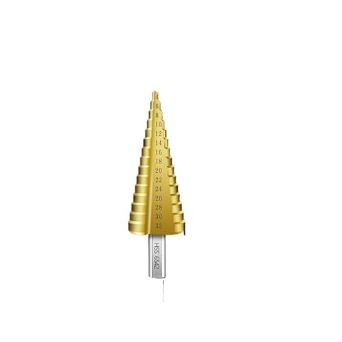 1/4/5 STÜCK Stufenbohrer 4-12 4-20 4-32 Titanbeschichteter Lochschneider for Holz und Metall, Kegel-Werkzeugsatz aus Schnellarbeitsstahl(Lemon yellow) von MULONGOR