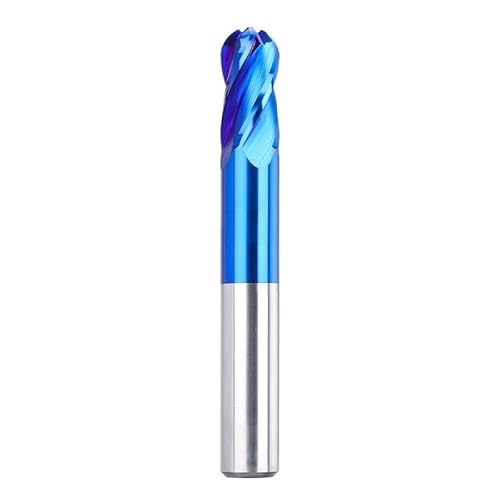1 Stück Fräser 4 Flöten Kugelfräser Hartmetall-Schaftfräser CNC-Fräswerkzeug Spiralfräser for Metall Kupfer Stahl R1.0-R8.0(NANO Coated,R3x6x12x75x6D) von MULONGOR