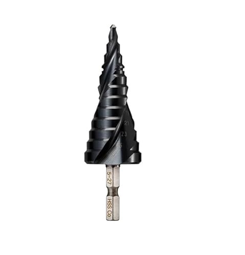 1 stück 4-12/4-20/4-22/5-21/5-27mm Drillforce M35 Kobalt Stufenbohrer TiAIN Bohrer Spiralnut Schnellwechselschaft for Edelstahl(5-27mm(12 steps)) von MULONGOR
