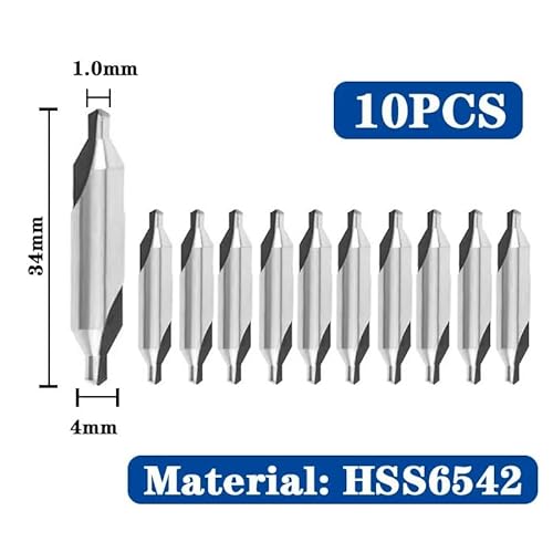 SIQI HSS Kombi-Zentrierbohrer Ti-beschichtet 60° Senker Winkelbohrer-Set 6-teilig 1,0-5mm Metall-Zentrierbohrer Drehbank W6542 M35(A1.0 (4mm)6542) von MULONGOR