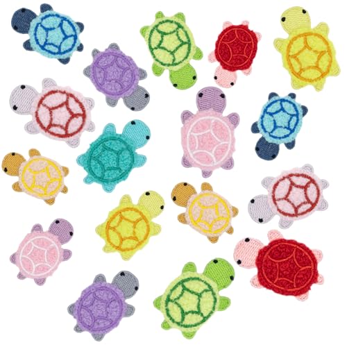 18 Stück dekorative Schildkröten-Applikationen, Meeresschildkröten, zum Aufbügeln, Cartoon, bestickt, mehrfarbig, Stoffflicken für Kinder, Kleidung, Rucksack, Hüte, Jeans, Taschen, Kunsthandwerk von MUMAYA