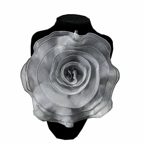 3D-Organza-Rosen-Aufnäher, Spitze, DIY, künstliche Ansteckblume für Brust, Blume, Applikation, Brosche mit Anstecknadel für Kleid, Hochzeit, Brautparty, Muttertag, Valentinstag, Dekor (grau) von MUMAYA