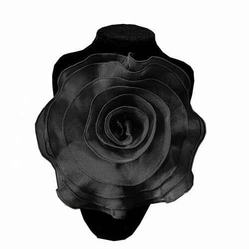 3D-Organza-Rosen-Aufnäher, Spitze, DIY, künstliche Ansteckblume für Brust, Blume, Applikation, Brosche mit Anstecknadel für Kleid, Hochzeit, Brautparty, Muttertag, Valentinstag, Dekor (schwarz) von MUMAYA