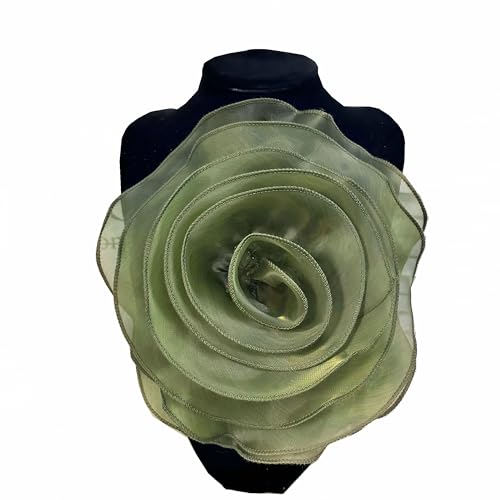 3D-Organza-Rosen-Aufnäher, Spitze, DIY, künstliche Ansteckblume für Brust, Blume, Applikation mit Anstecknadel für Kleid, Hochzeit, Brautparty, Muttertag, Valentinstag, Dekoration (grün) von MUMAYA