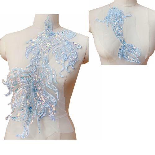 Handgefertigte 3D-Aufnäher mit Goldfisch-Perlen, bestickt, Koi, Meerjungfrauen-Applikation, Spitze, Nähaufnäher, für DIY-Kleidung, Hochzeitskleider, Brautschleier, Rucksack, Kunstdekoration, 2 Stück von MUMAYA