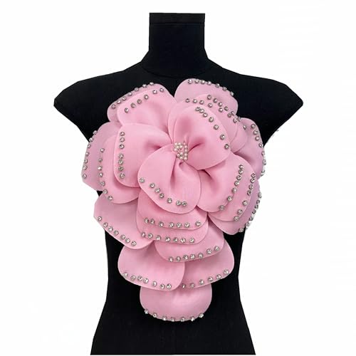 Handgefertigter mehrlagiger Stoff, 3D-Brustblumenaufnäher, Broschen, Nähapplikation für selbstgemachte Damenbekleidung, Kristallperle, Revers, Hochzeit, Abendparty, Kleid, Zubehör, Geschenk (Rosa) Handgefertigter mehrlagiger Stoff, 3D-Brustblumenaufnäher, Broschen, Nähapplikation für selbstgemachte Damenbekleidung, Kristallperle, Revers, Hochzeit, Abendparty, Kleid, Zubehör, Geschenk (Rosa) von MUMAYA
