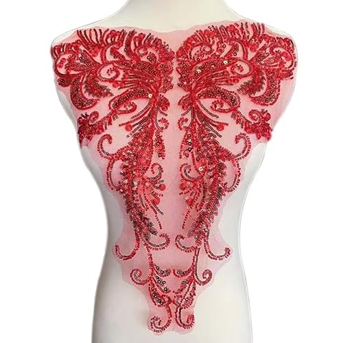 Perlen-Pailletten-Applikation, Blumenmuster, Strass, Röhre, Perlen-Pailletten-Stickerei, Aufnäher, Spitzenmieder-Applikation, Nähen, Besatz, Flicken für Kleid, DIY, Handwerk, dekorativ, 1 Paar/45 x 16 von MUMAYA