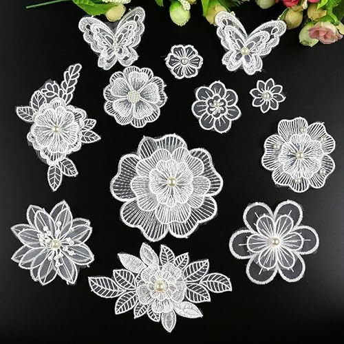 Schwarz-weiße 3D-Blumenstickerei-Applikation, Schmetterling, Blume, Spitzenbesatz, bestickte Aufnäher, Organza, zum Aufnähen, Basteln, Basteln, für Kleidung, Hochzeitskleid, Tasche, Nähen, Basteln Schwarz-weiße 3D-Blumenstickerei-Applikation, Schmetterling, Blume, Spitzenbesatz, bestickte Aufnäher, Organza, zum Aufnähen, Basteln, Basteln, für Kleidung, Hochzeitskleid, Tasche, Nähen, Basteln von MUMAYA