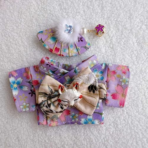 Kleidung für Labubu, bunte Kimono-Kleidungssets, geeignet für 17 cm La-Bubo-Puppenkleidungszubehör (nur Kleidung, keine Puppe), niedliches Anzugkleidung, stilvolle Mode für den Urlaub (lila) von MUMQAQ